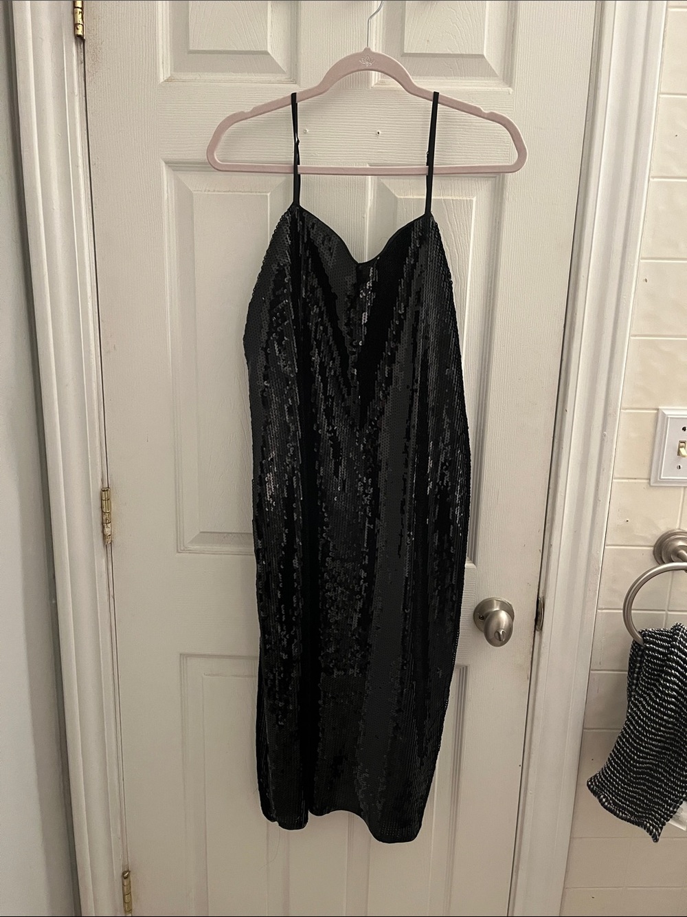 Express Black Sequin Dress with Spaghetti Straps